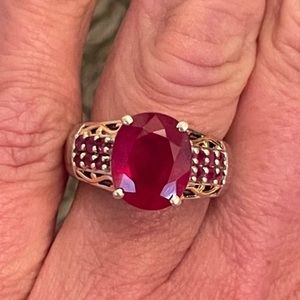 New! Solid sterling silver stamped 925 two toned lab created ruby ring